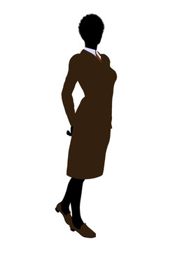非洲裔女性辦公室插圖剪影