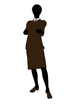 非洲裔女性辦公室插圖剪影