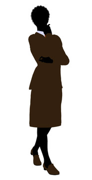 非洲裔女性辦公室插圖剪影