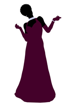 非洲美國(guó)灰姑娘剪影插畫