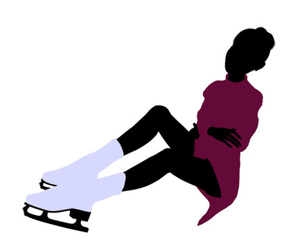 女性溜冰的剪影