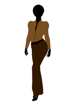 非洲裔女性辦公室插圖剪影