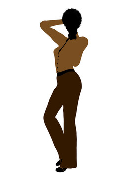 非洲裔女性辦公室插圖剪影