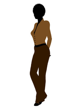 非洲裔女性辦公室插圖剪影