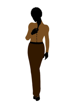 非洲裔女性辦公室插圖剪影
