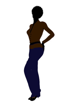 非洲裔女性辦公室插圖剪影