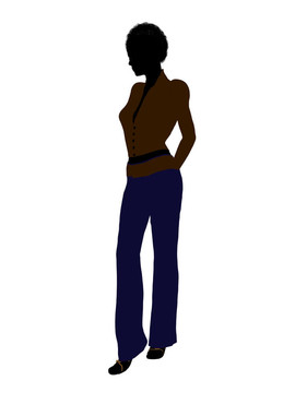 非洲裔女性辦公室插圖剪影