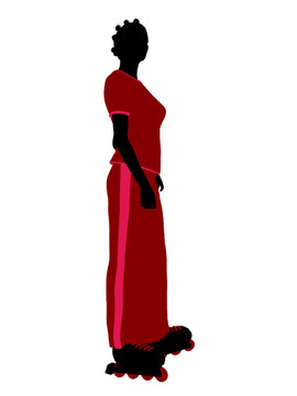 非裔美國(guó)女性溜冰的剪影