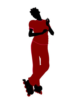 非裔美國(guó)女性溜冰的剪影