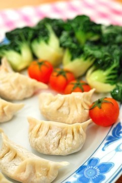中國餃子和蔬菜