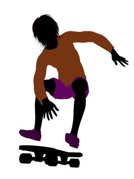男滑板剪影