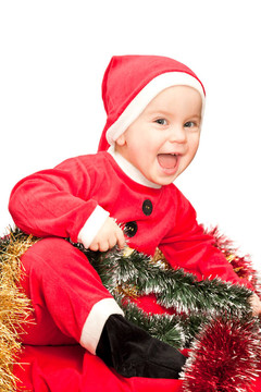 嬰兒穿Santa西裝