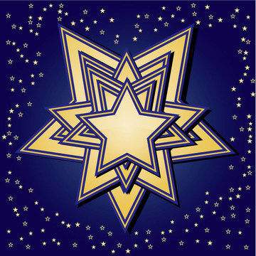 藍(lán)色背景上的金色星星