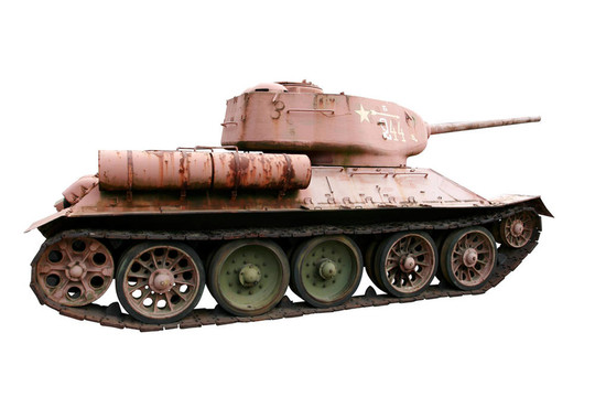 紅色蘇聯(lián)坦克T-34白色隔離
