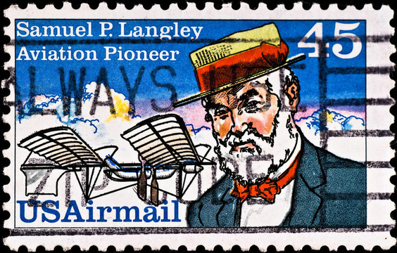 郵票展示的航空先驅(qū)Samuel Langley；大約1980