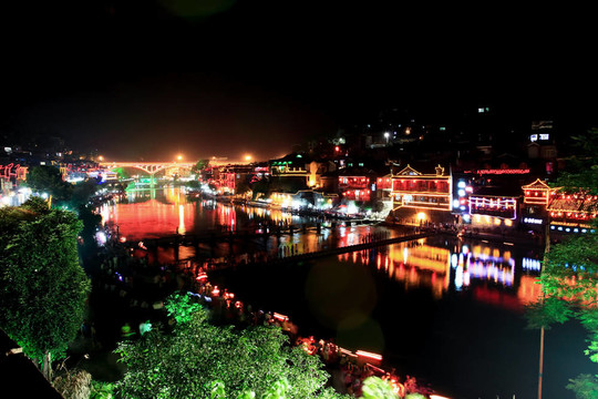 在中國的鳳凰古城夜景