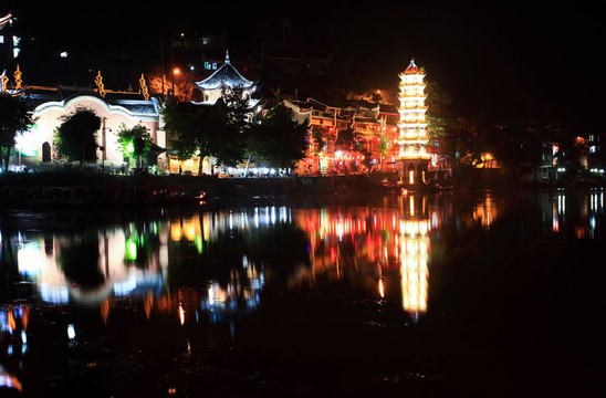 在中國的鳳凰古城夜景