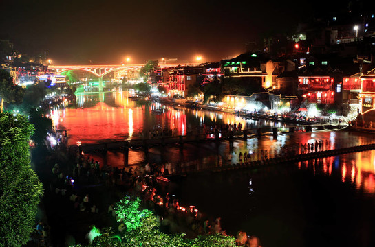 在中國的鳳凰古城夜景
