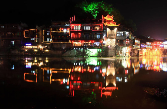 在中國的鳳凰古城夜景