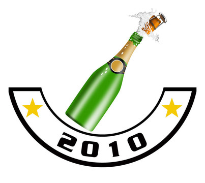 香檳酒瓶和新年2010張