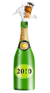 香檳酒瓶和新年2010張