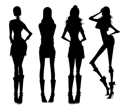 現(xiàn)代的女孩子的剪影