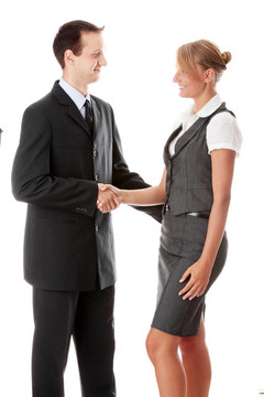 年輕的企業(yè)家夫婦握手