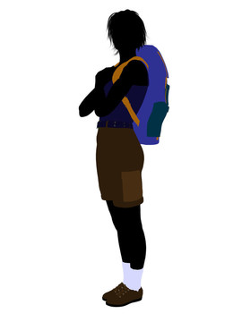 女孩Hiker Silhouette