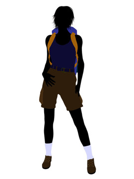 女孩Hiker Silhouette