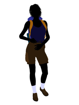 女孩Hiker Silhouette
