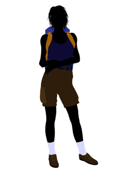 女孩Hiker Silhouette