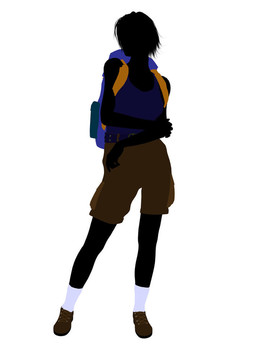 女孩Hiker Silhouette