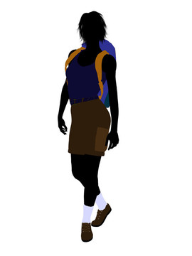 女孩Hiker Silhouette