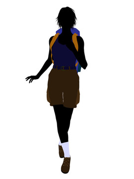女孩Hiker Silhouette