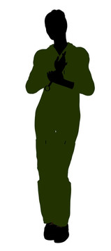女技師的剪影