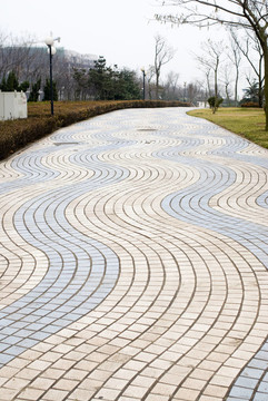 鵝卵石路公園路深秋