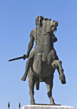Alexander the Great在塞薩洛尼基的雕像在希臘