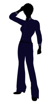 非洲裔女性辦公室插圖剪影
