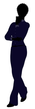 非洲裔女性辦公室插圖剪影