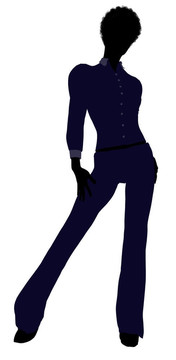 非洲裔女性辦公室插圖剪影