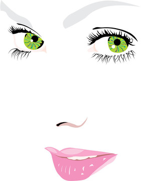 女人臉綠色插畫