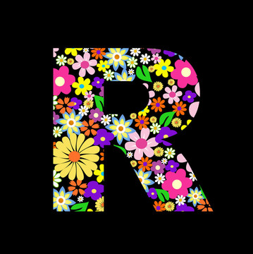 向量花字體；字母R