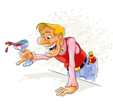 快樂的流浪人喝了酒