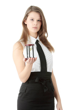 年輕的商業(yè)女人與沙漏