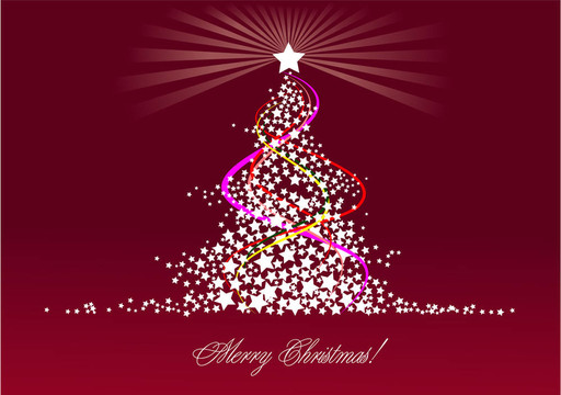 圣誕-新年樹與Santa形象。插畫