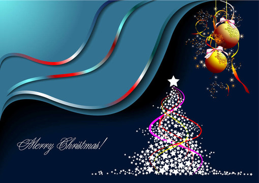 圣誕-新年樹與Santa形象。插畫
