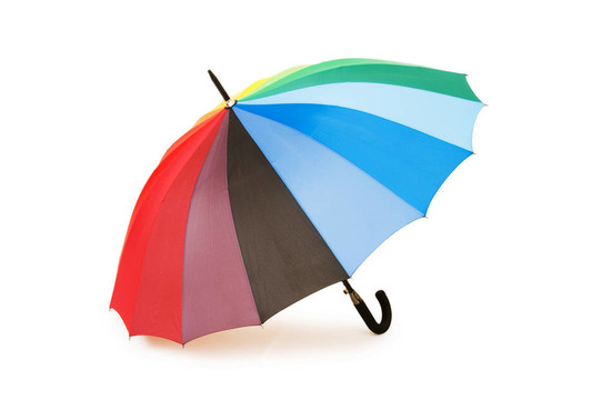 白色背景上的彩色雨傘