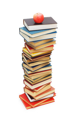 回到學(xué)校的概念與書籍和蘋果