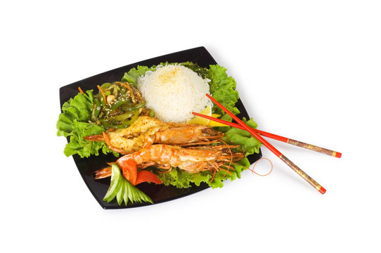 烤龍蝦；白米飯和蔬菜
