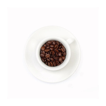 白咖啡杯；咖啡豆